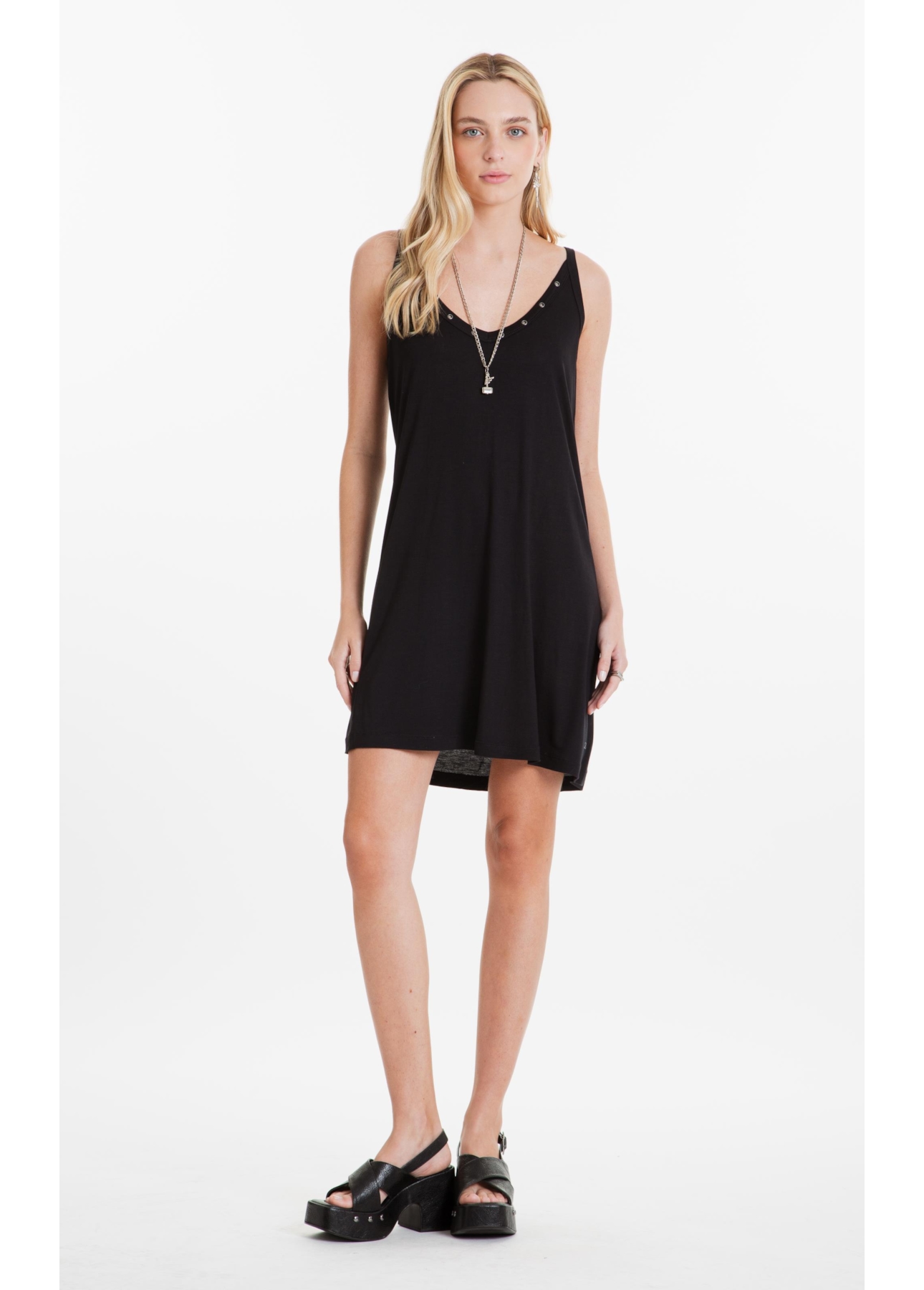 Vestido Viscotricot Eyelets Dress Preto