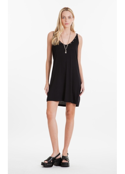 Vestido Viscotricot Eyelets Dress Preto
