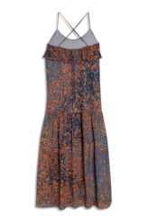 Vestido Watercolor Flowers Midi Petroleo