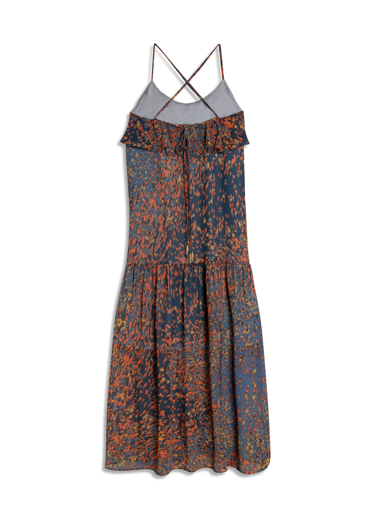 Vestido Watercolor Flowers Midi Petroleo