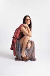 Vestido Watercolor Flowers Midi Petroleo