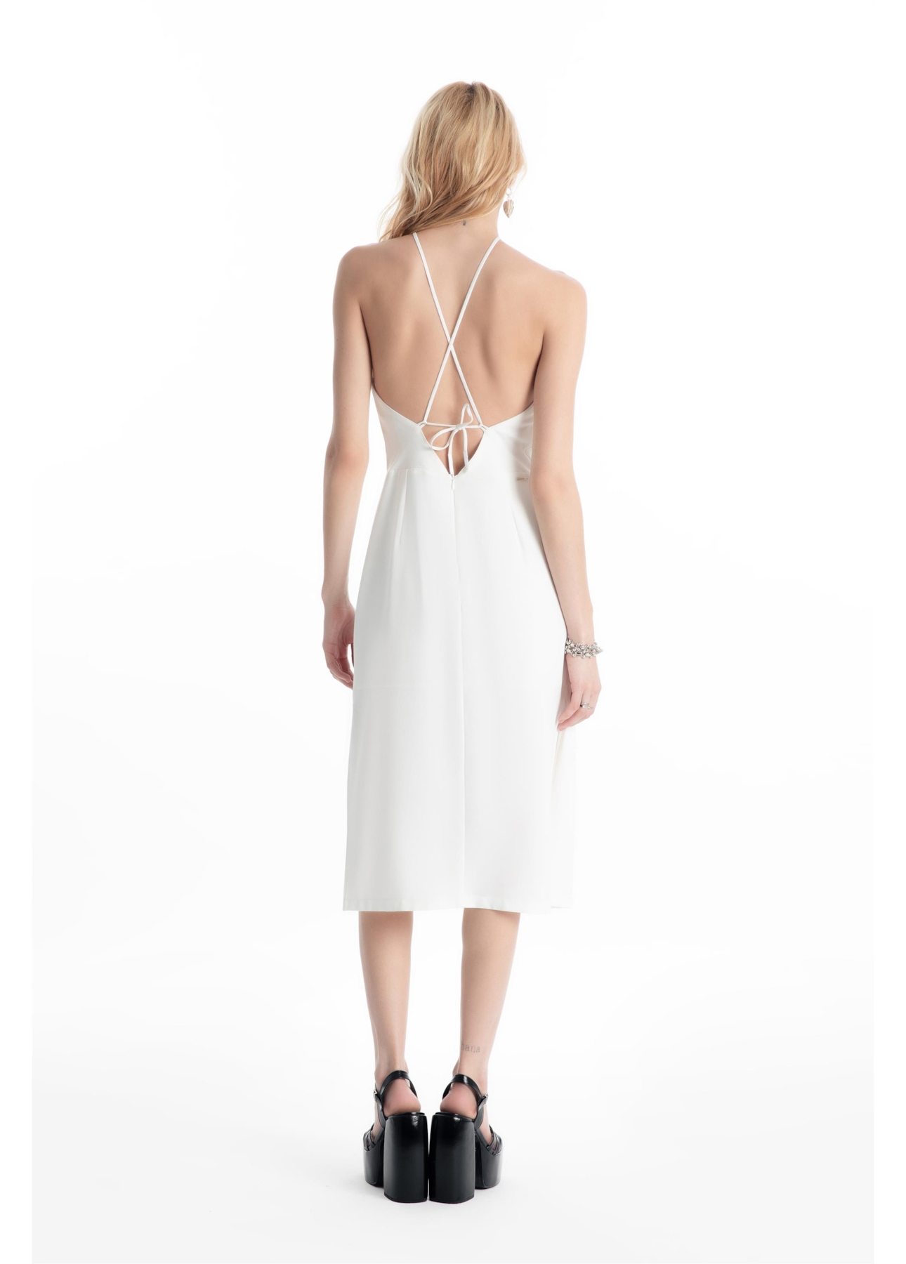 Vestido Way Cut Out Midi Off White