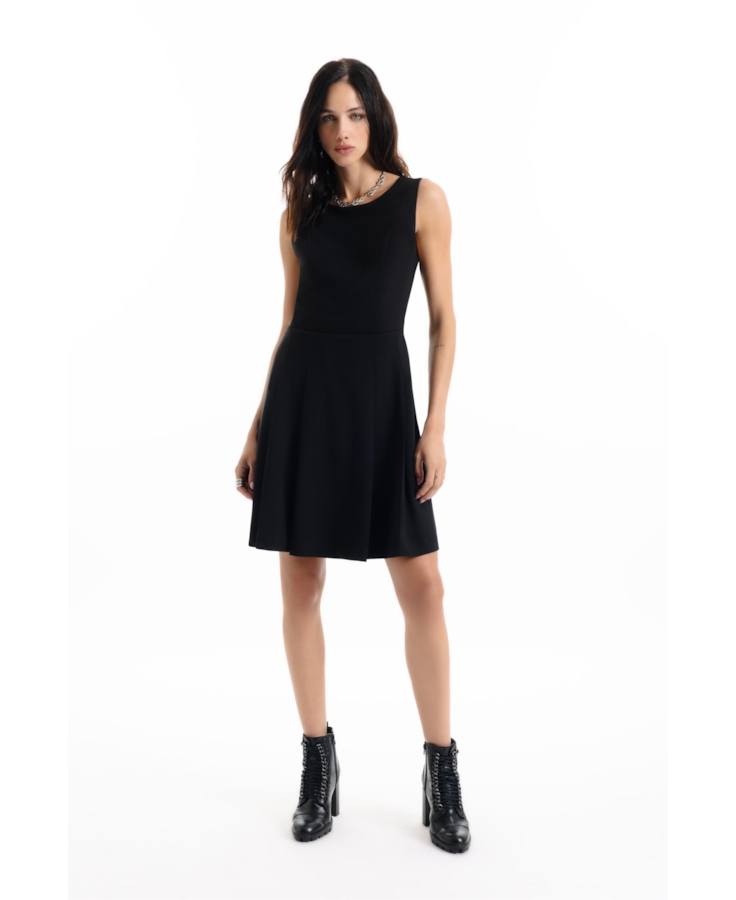 Vestido Way Sleeveless Pleated Preto
