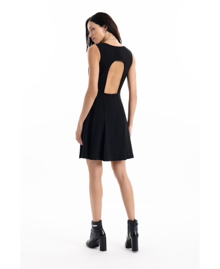 Vestido Way Sleeveless Pleated Preto