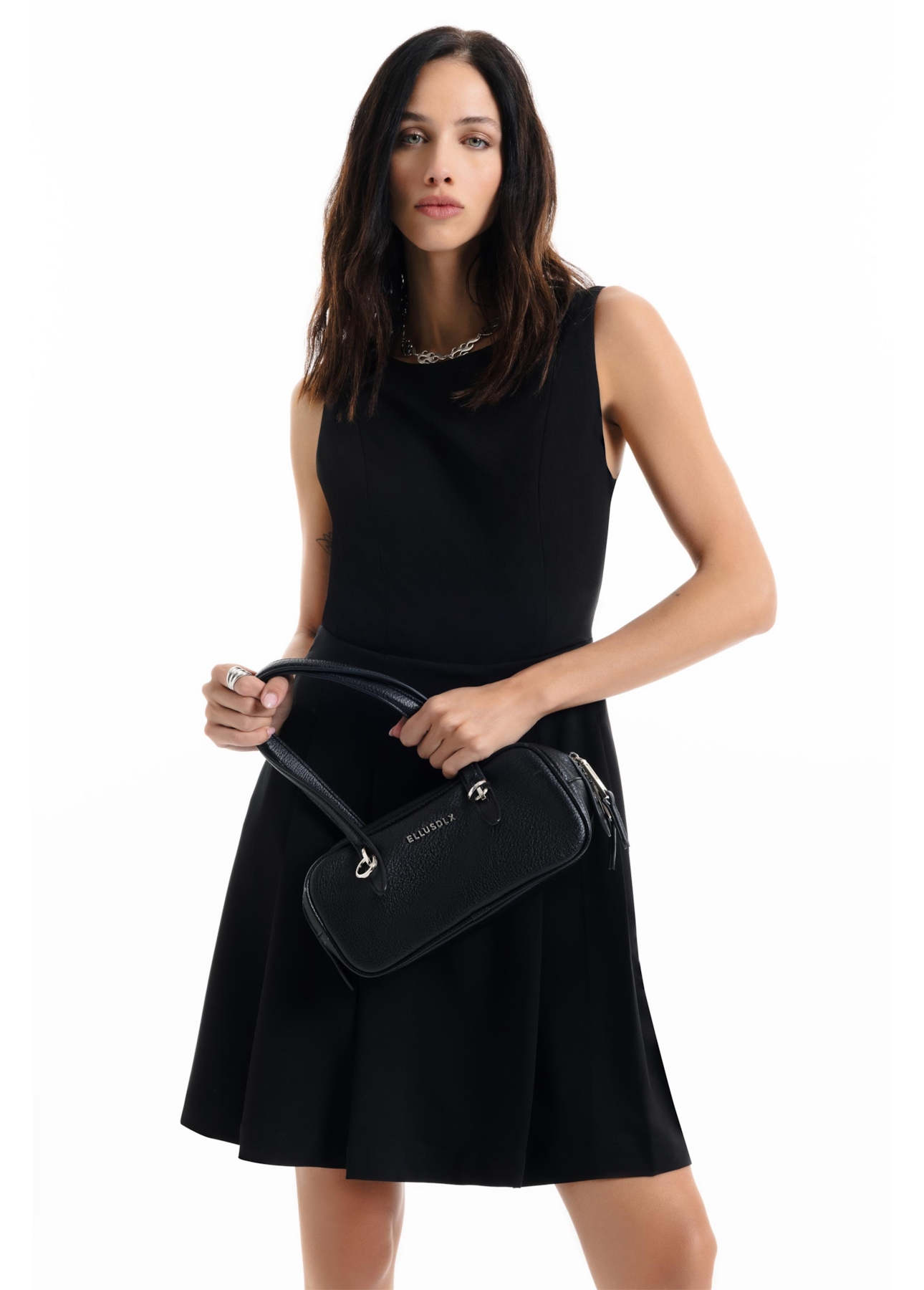 Vestido Way Sleeveless Pleated Preto