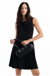 Vestido Way Sleeveless Pleated Preto