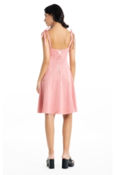 Vestido White Denim Laço Rosa Dusty