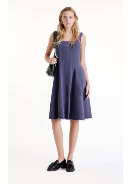 Vestido White Denim Purple Blue