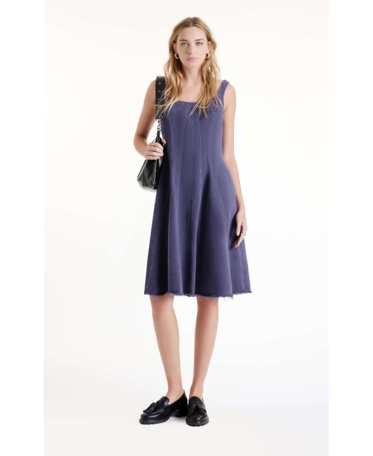 Vestido White Denim Purple Blue