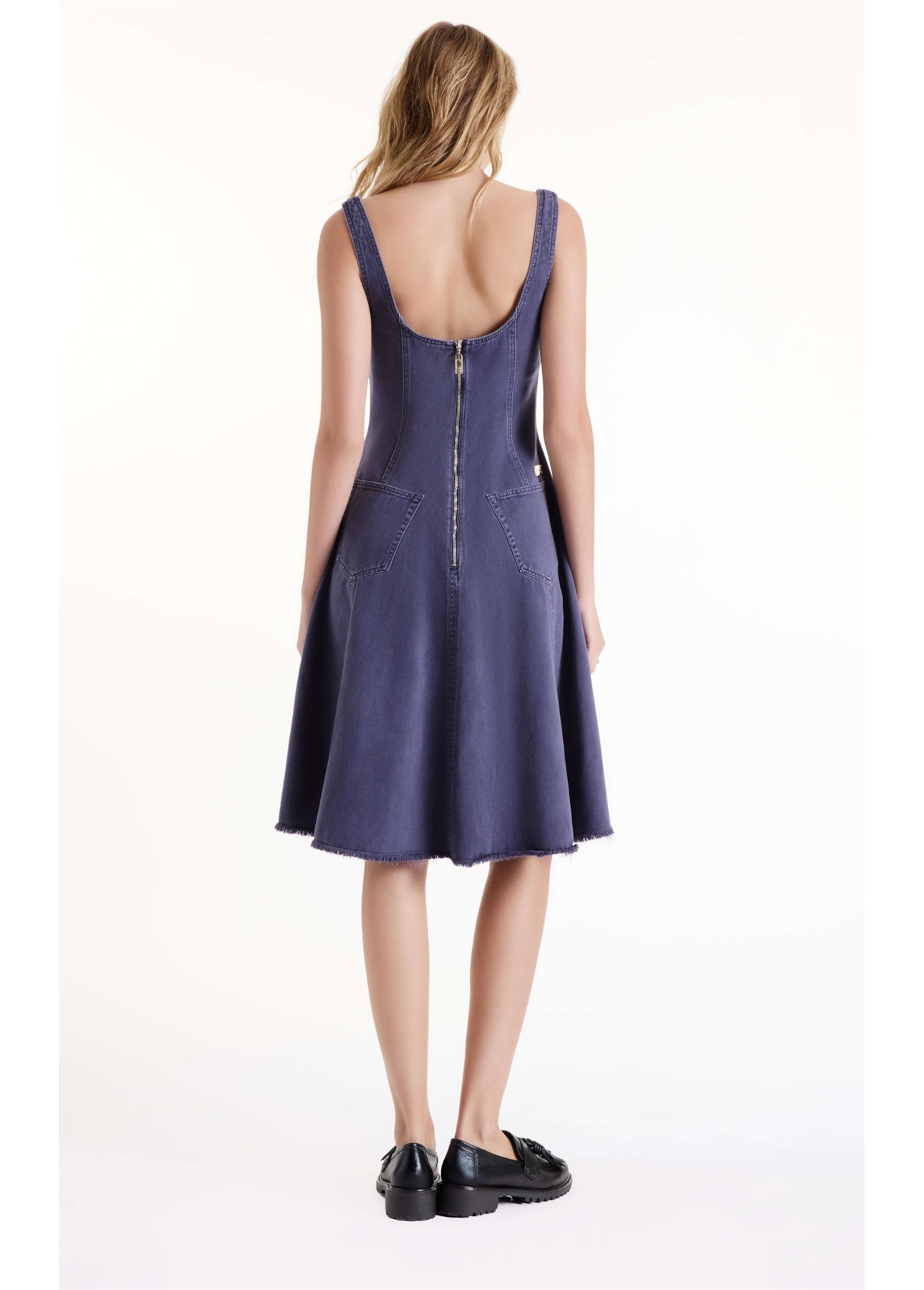 Vestido White Denim Purple Blue
