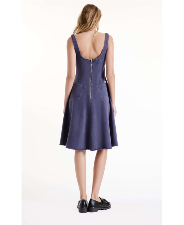 Vestido White Denim Purple Blue