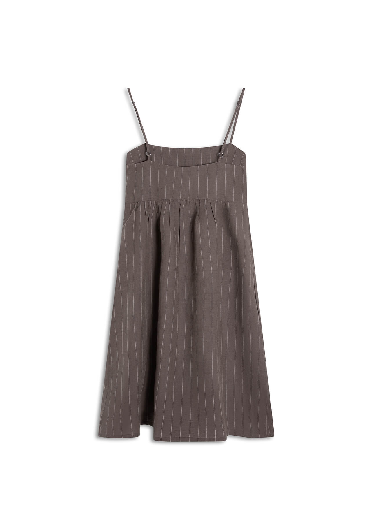 Vestido Wide Stripes Ruching Tabaco