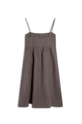 Vestido Wide Stripes Ruching Tabaco