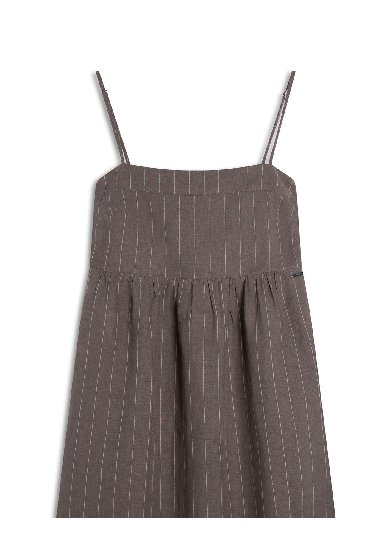 Vestido Wide Stripes Ruching Tabaco
