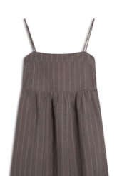 Vestido Wide Stripes Ruching Tabaco