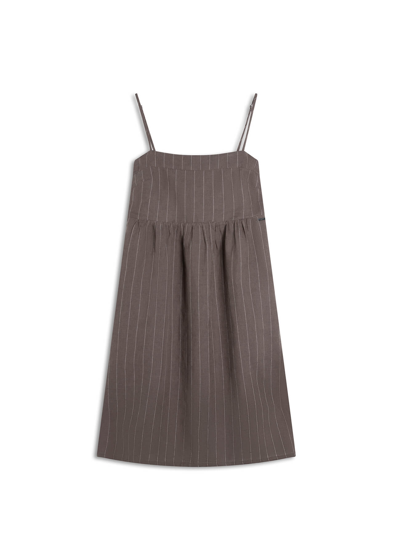 Vestido Wide Stripes Ruching Tabaco