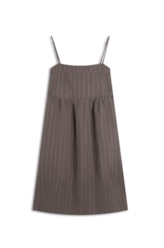 Vestido Wide Stripes Ruching Tabaco
