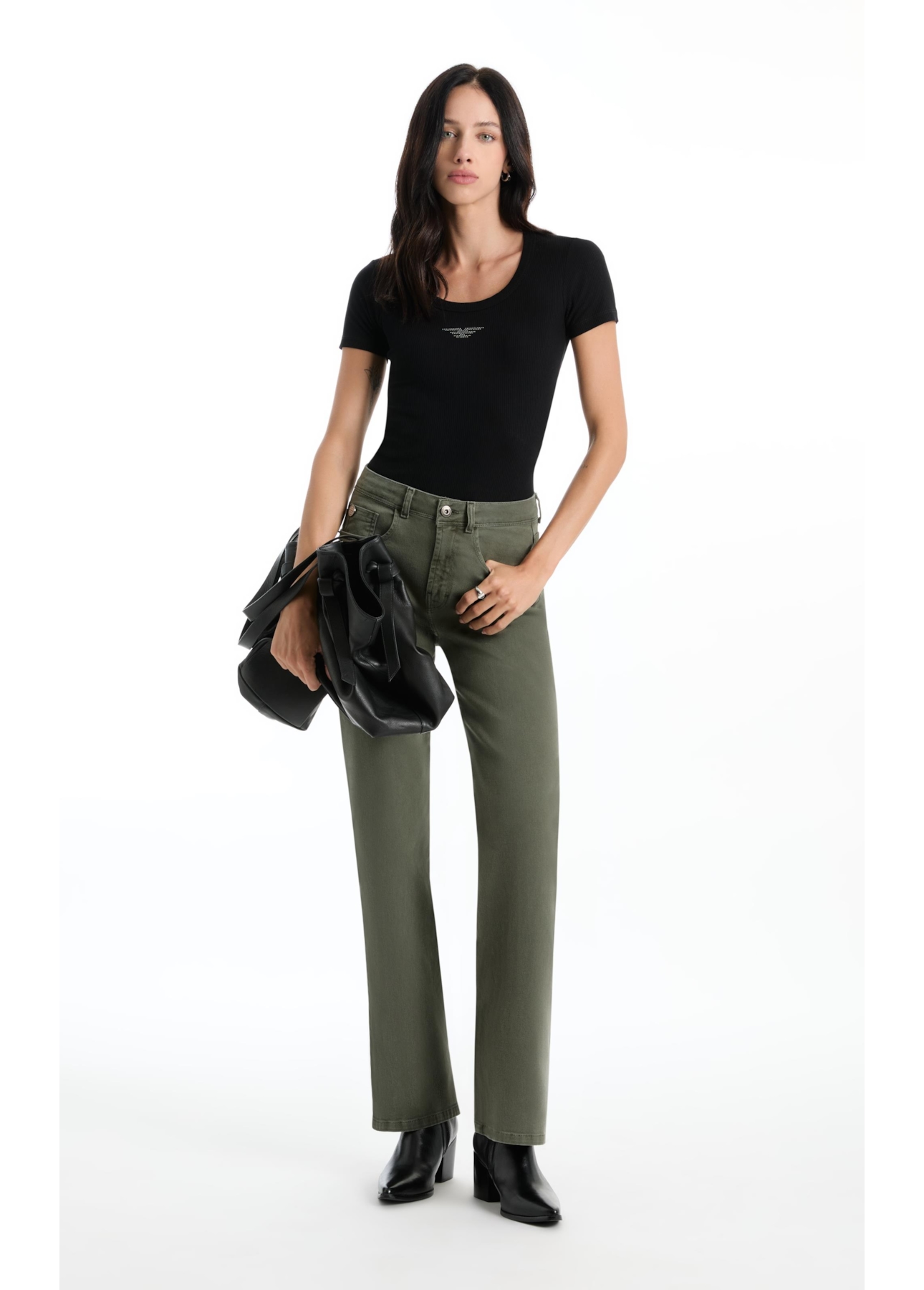 Vintage Denim Color Flare Placa Verde Escuro