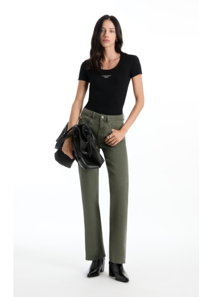 Vintage Denim Color Flare Placa Verde Escuro