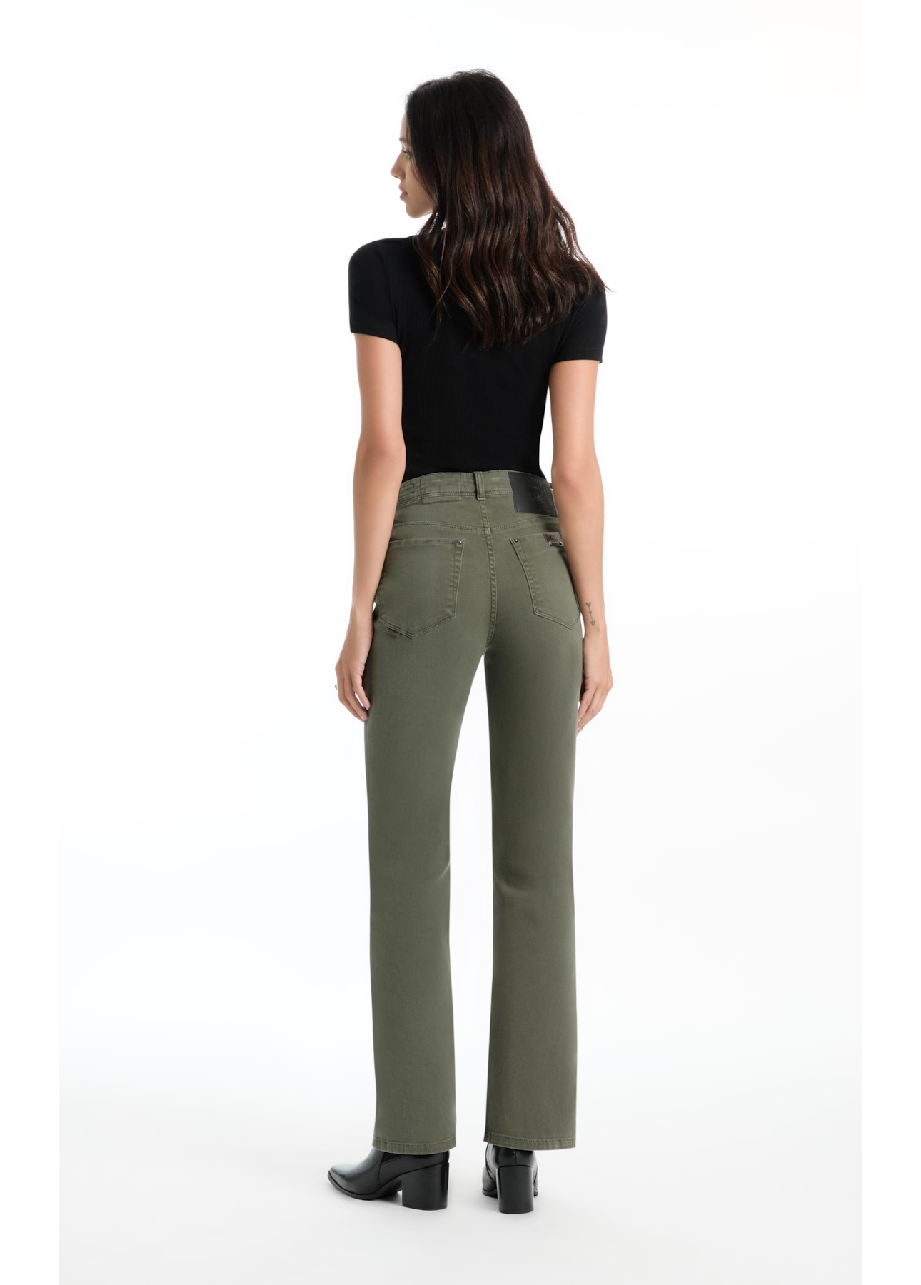 Vintage Denim Color Flare Placa Verde Escuro