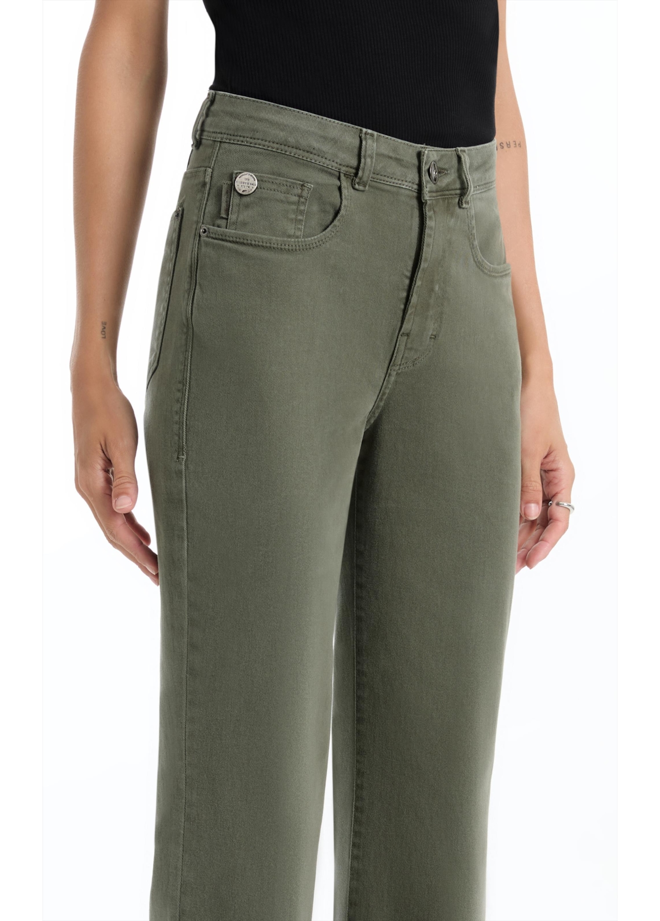 Vintage Denim Color Flare Placa Verde Escuro