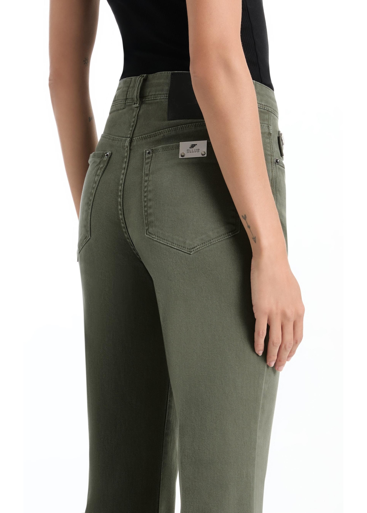 Vintage Denim Color Flare Placa Verde Escuro