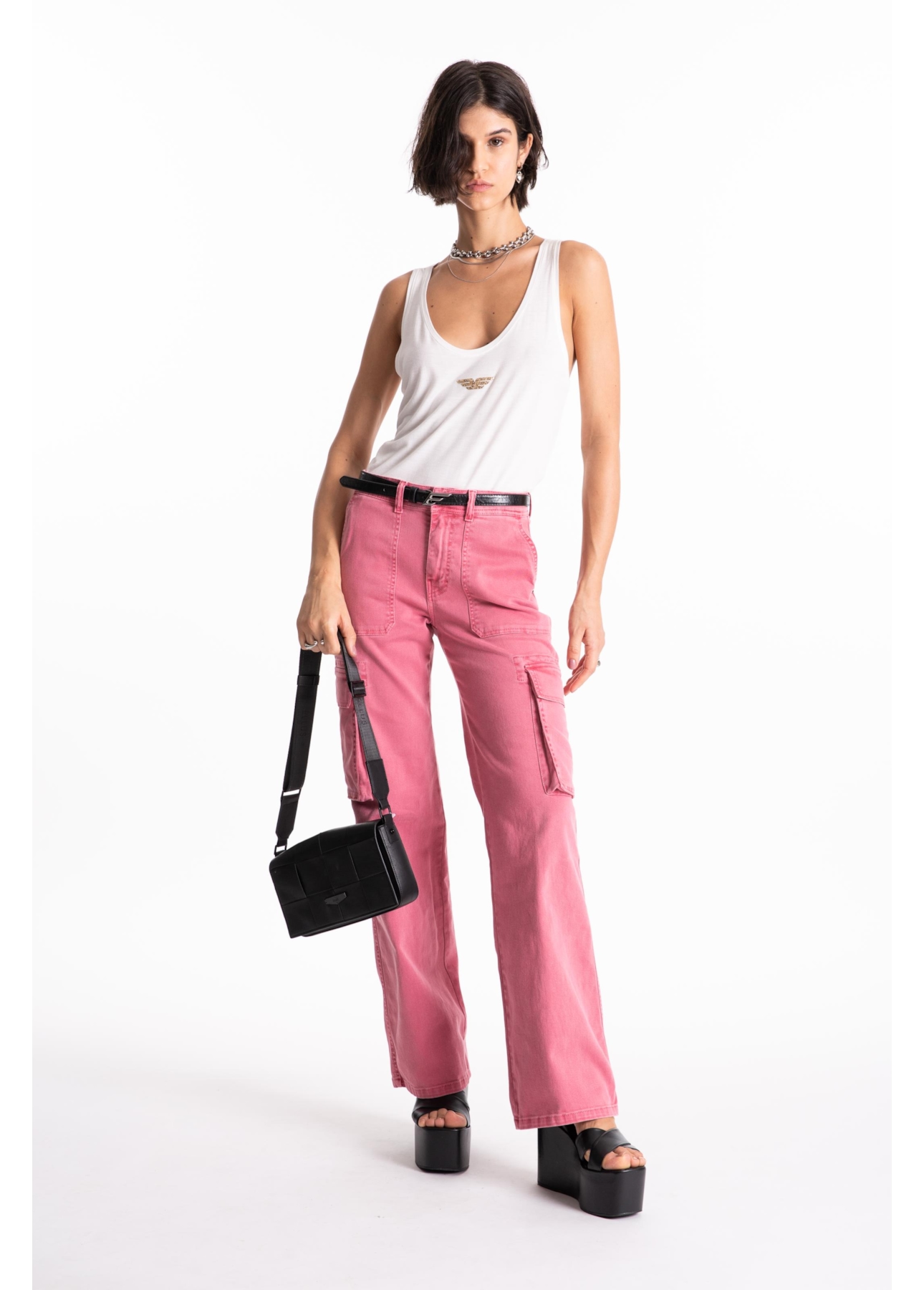 Vintage Denim Color Patheph Cargo Mauve