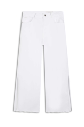 Vintage Denim Color Wide Leg Fenda Branco