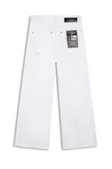 Vintage Denim Color Wide Leg Fenda Branco