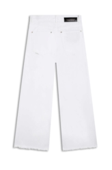 Vintage Denim Color Wide Leg Fenda Branco