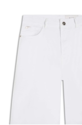 Vintage Denim Color Wide Leg Fenda Branco
