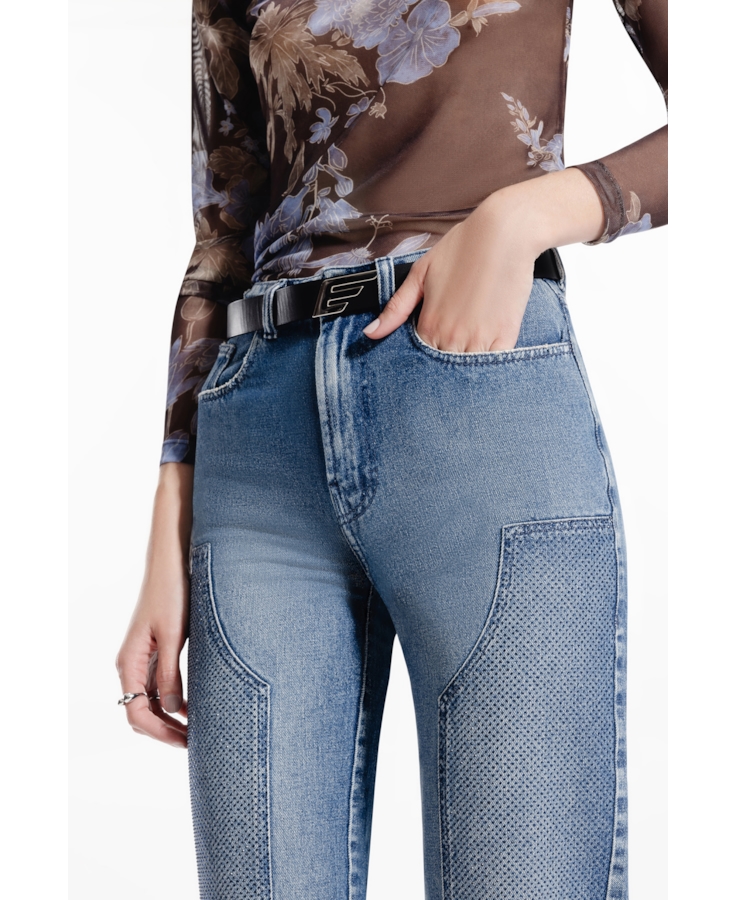 Vintage Denim Ii Hw Reta Western Médio C/ Puídos e Matriz