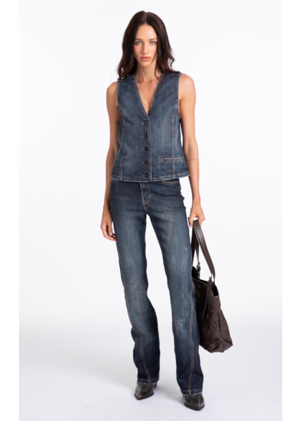Visco Indigo Elastic (Bootcut) Filigrana Lav. Escuro C/ Rede
