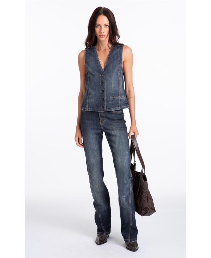 Visco Indigo Elastic (Bootcut) Filigrana Lav. Escuro C/ Rede