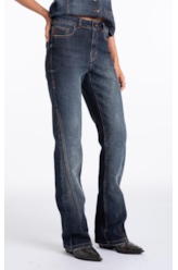 Visco Indigo Elastic (Bootcut) Filigrana Lav. Escuro C/ Rede