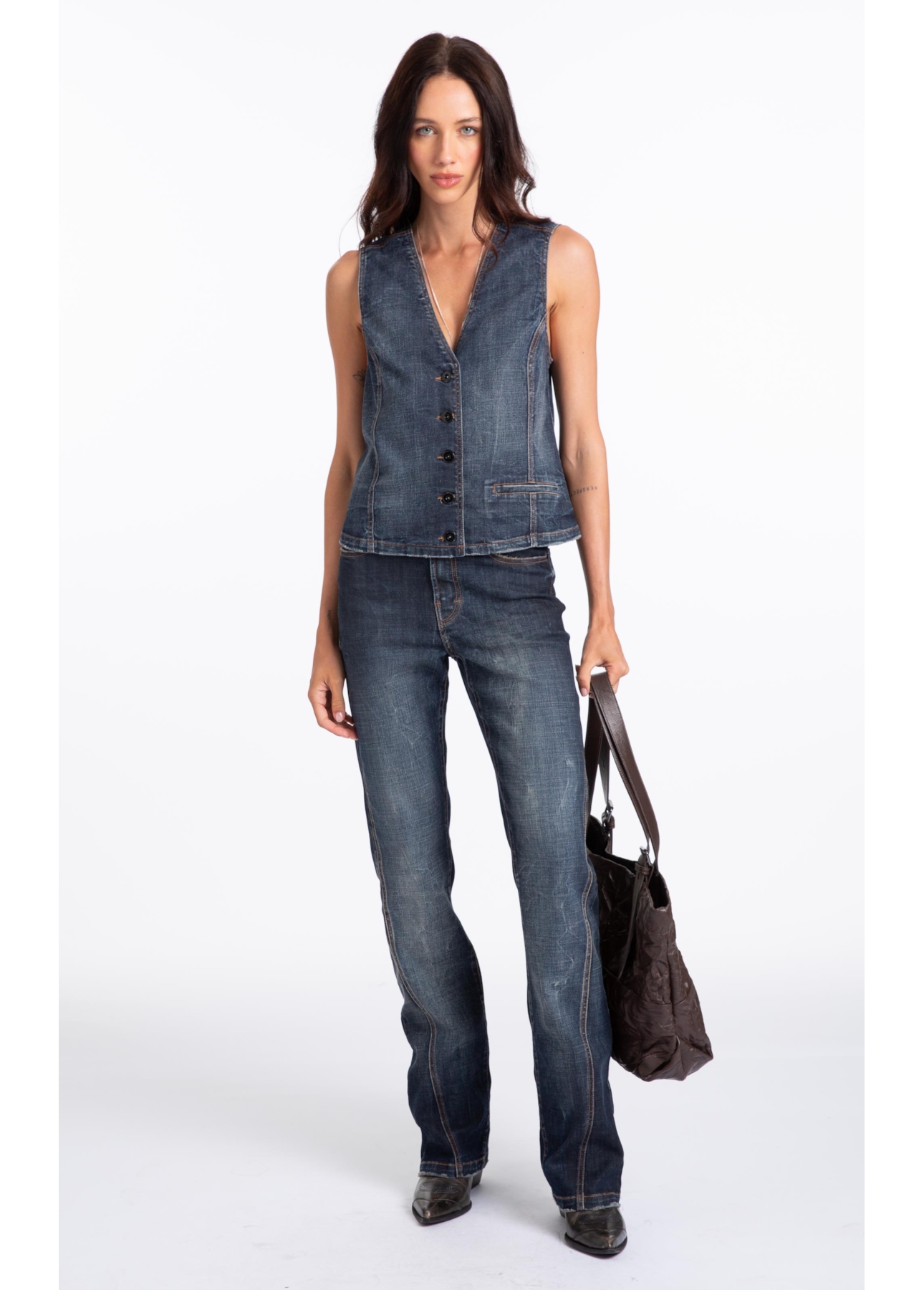 Visco Indigo Elastic (Bootcut) Filigrana Lav. Escuro C/ Rede