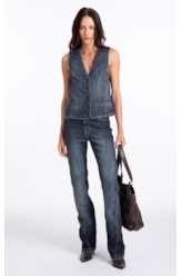 Visco Indigo Elastic (Bootcut) Filigrana Lav. Escuro C/ Rede