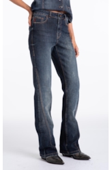 Visco Indigo Elastic (Bootcut) Filigrana Lav. Escuro C/ Rede