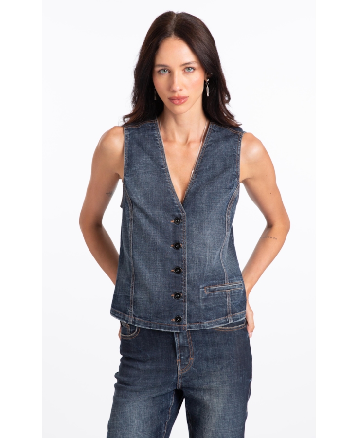 Visco Indigo Elastic (Colete) B. Vivo Lav. Escuro C/ Rede