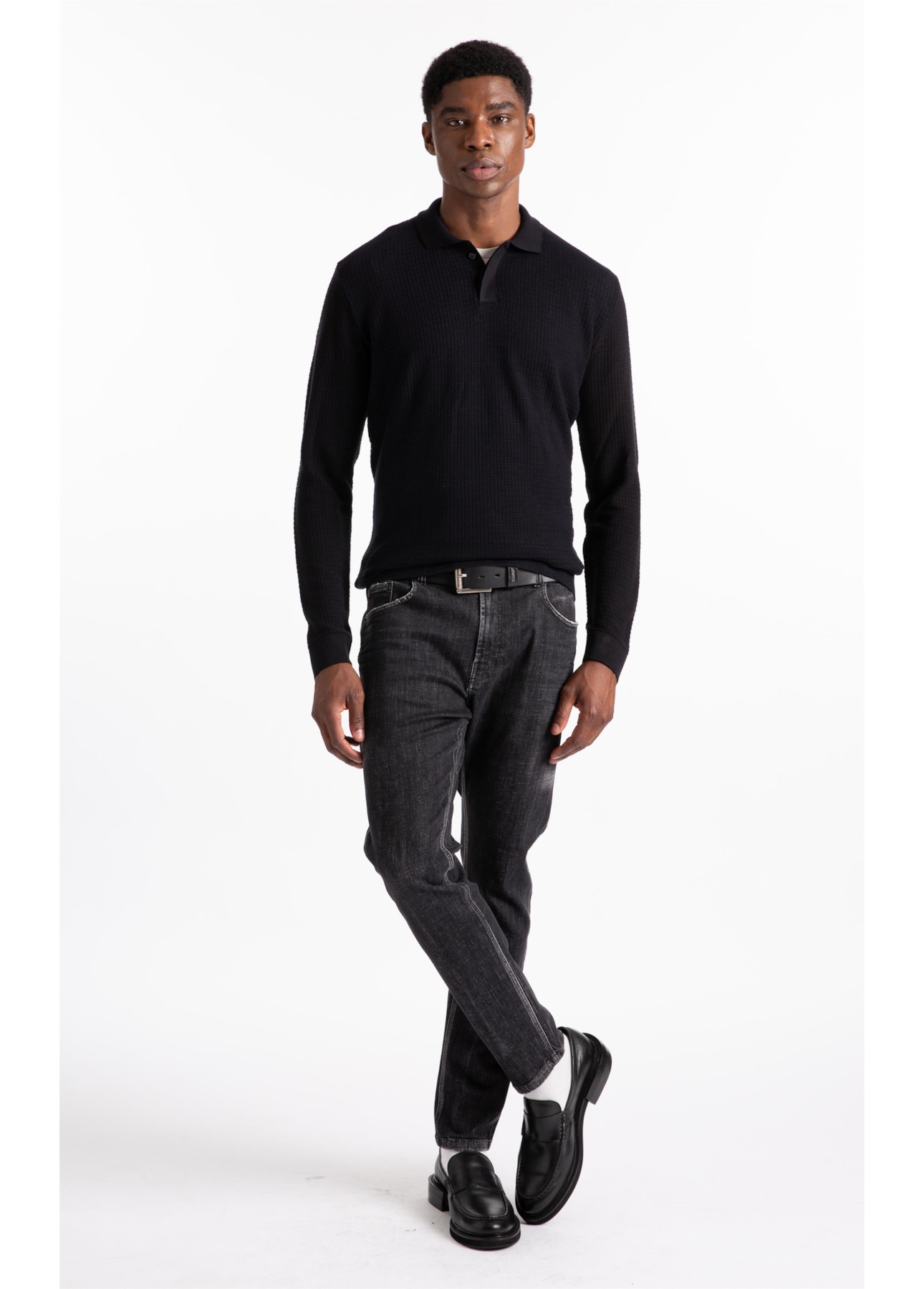 Visco Mescla Polo Quadrile Hidden Plkt m  Preto Mescla