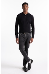 Visco Mescla Polo Quadrile Hidden Plkt m  Preto Mescla