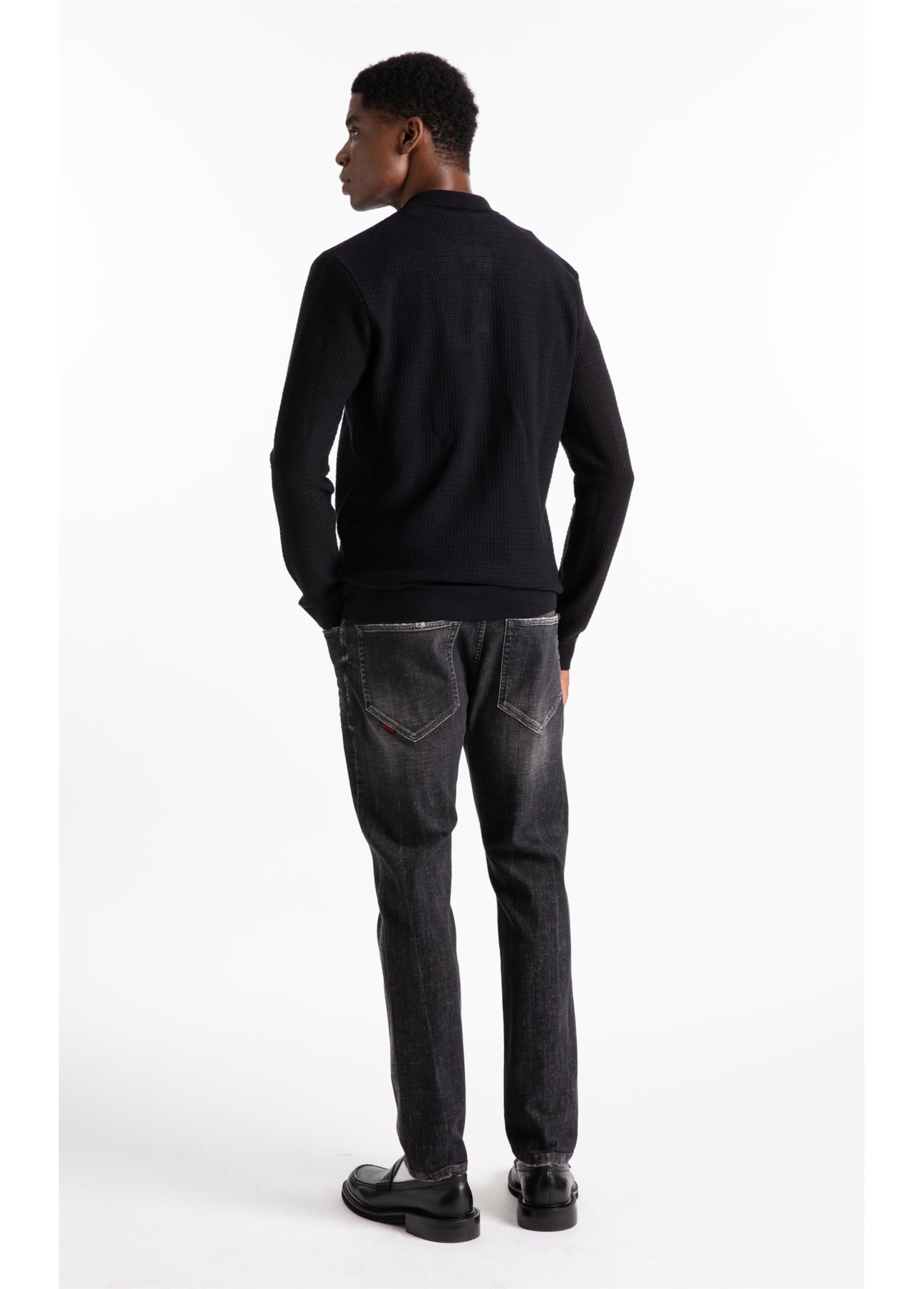 Visco Mescla Polo Quadrile Hidden Plkt m  Preto Mescla