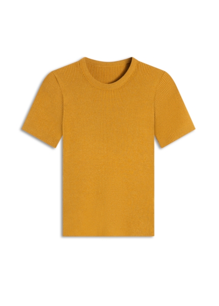 Visco Ribbed Knit Round Mostarda