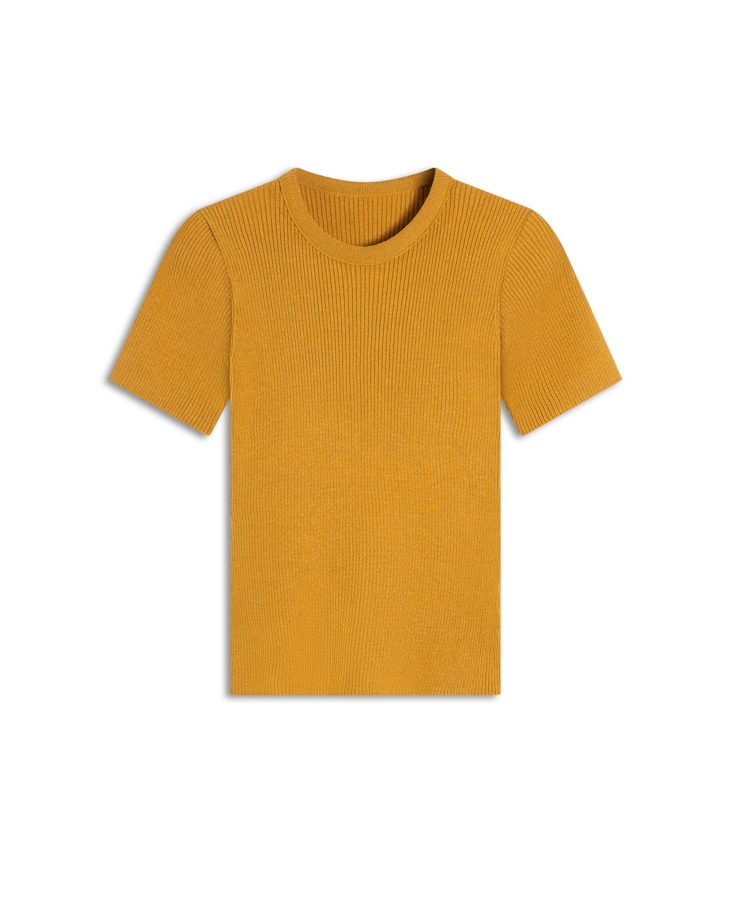 Visco Ribbed Knit Round Mostarda