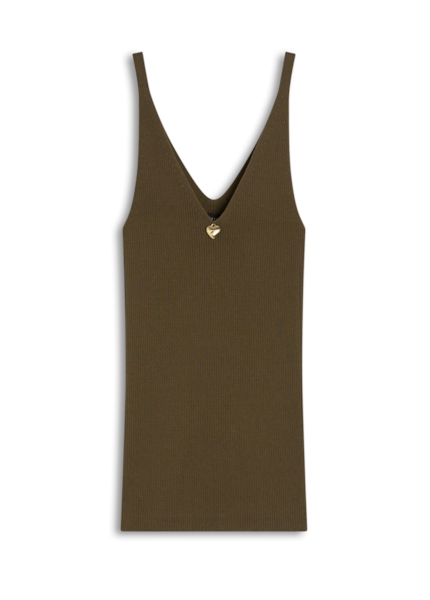 Visco Ribbed Metal Heart Knit Musgo