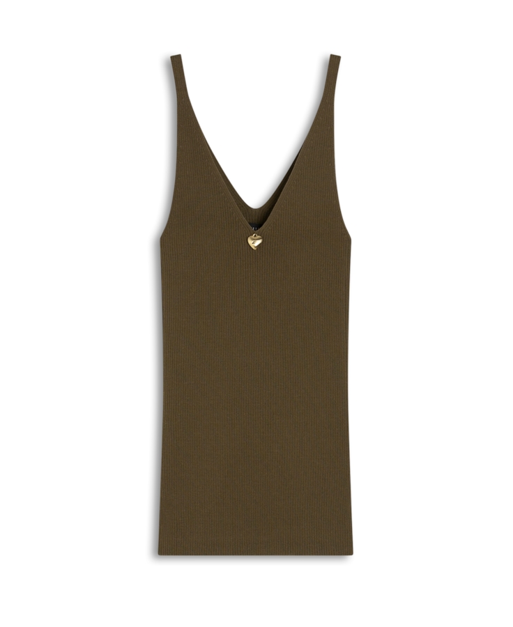 Visco Ribbed Metal Heart Knit Musgo