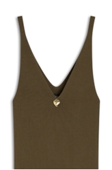 Visco Ribbed Metal Heart Knit Musgo
