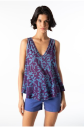 Viscolinho Mosaico v Neck Trapezio Padrao 1