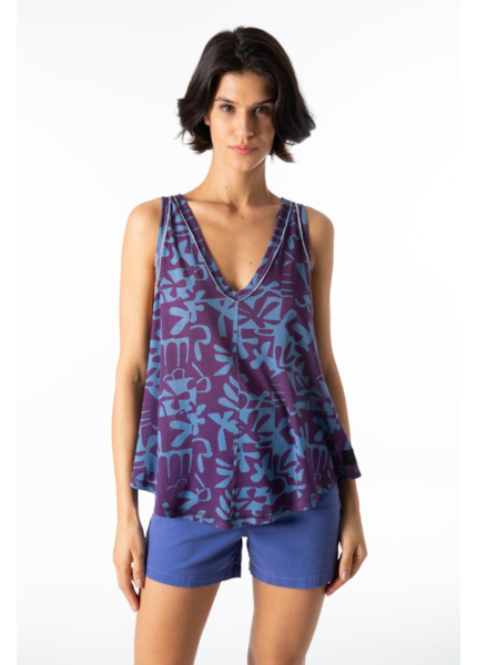 Viscolinho Mosaico v Neck Trapezio Padrao 1