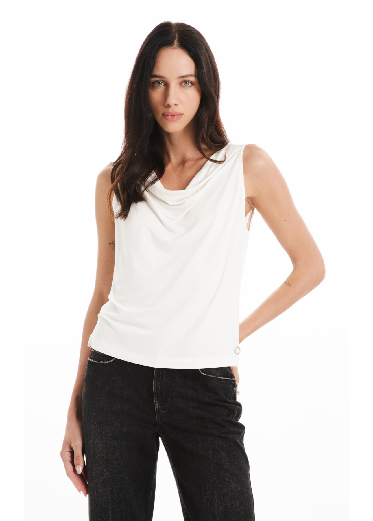 Viscolycra Twisted Degage Sleeveless Off White